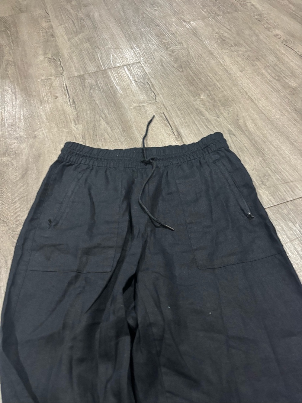 Athleta Retreat Linen High Rise Wide Leg Pants In Black Size Medium - Picture 5 of 7